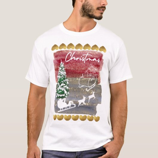 Kerstbomen in vintage stijl t-shirt (Voorkant)