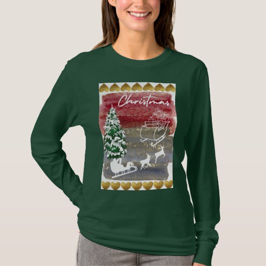 Kerstbomen in vintage stijl t-shirt (Voorkant)