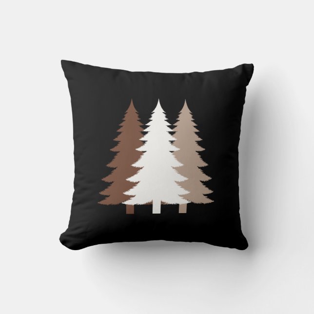 Kerstbomen in witte en chocoladebruine tinten kussen (Voorkant)