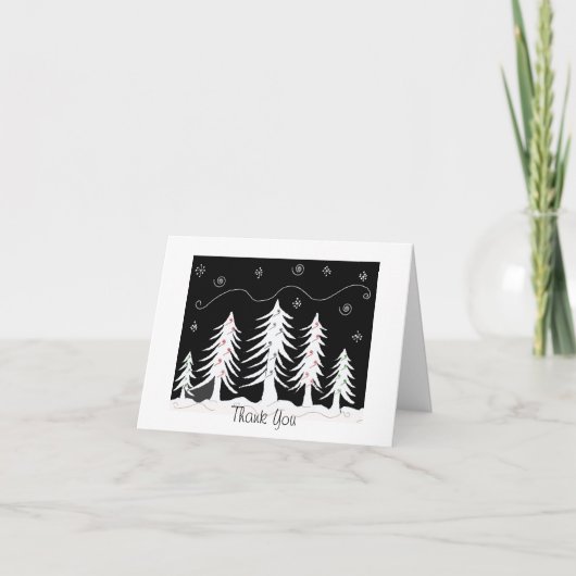 Kerstbomen in zwart en wit feestdagen kaart (Voorkant)