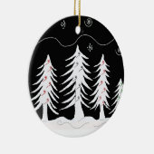 Kerstbomen in zwart en wit keramisch ornament (Rechts)