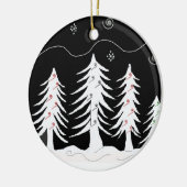 Kerstbomen in zwart en wit keramisch ornament (Links)
