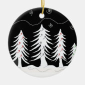 Kerstbomen in zwart-wit keramisch ornament (Voorkant)