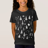 Kerstbomen in zwart-witte lijn kunst t-shirt (Voorkant)
