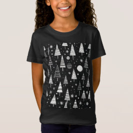 Kerstbomen in zwart-witte lijn kunst t-shirt