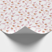 Kerstbomen kaars Cadeaus roze kerst Cadeaupapier (Hoek)