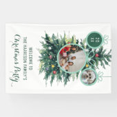 Kerstbomen kerstballen vorm twee foto's spandoek (Horizontaal)