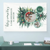 Kerstbomen kerstballen vorm twee foto's spandoek (Beurs)