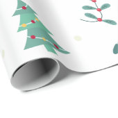 kerstbomen, kerstbomen en kerstfeestdagen cadeaupapier (Rol Hoek)