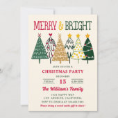 Kerstbomen Kerstfeest Merry and Bright Kaart (Voorkant)