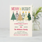 Kerstbomen Kerstfeest Merry and Bright Kaart (Staand voorkant)