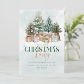 Kerstbomen kerstfeest uitnodiging (Staand voorkant)