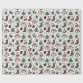 Kerstbomen Kerstkaarsen Vintage  Cadeaupapier (Vlak)