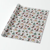 Kerstbomen Kerstkaarsen Vintage  Cadeaupapier (Uitgerold)