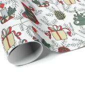 Kerstbomen Kerstkaarsen Vintage  Cadeaupapier (Rol Hoek)