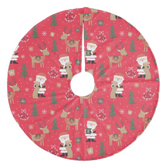 kerstbomen, kerstman en Rudolph Fleece Kerstboom Rok (Voorkant)