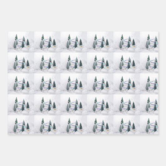 Kerstbomen, Kerstman, snoepstokken Xmas Inpakpapier Vel (Voorkant 3)