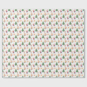 Kerstbomen, Kerstman: waterverf. Cadeaupapier (Vlak)