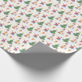 Kerstbomen, Kerstman: waterverf. Cadeaupapier (Hoek)