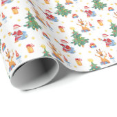 Kerstbomen, Kerstman: waterverf. Cadeaupapier (Rol Hoek)