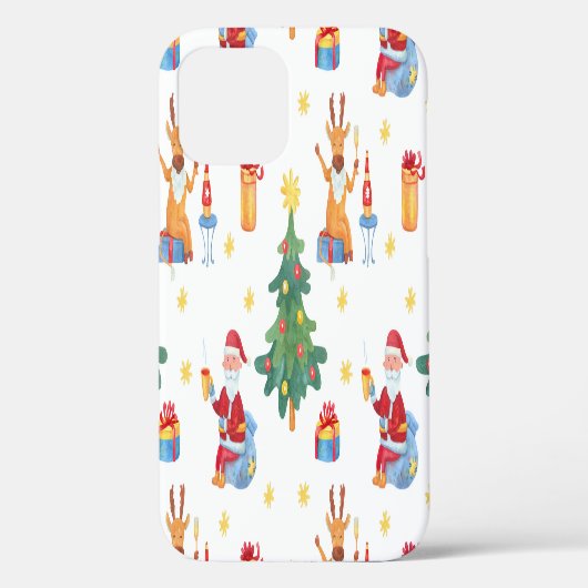 Kerstbomen, Kerstman: waterverf. Case-Mate iPhone Case (Achterkant)
