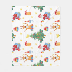 Kerstbomen, Kerstman: waterverf. Fleece Deken