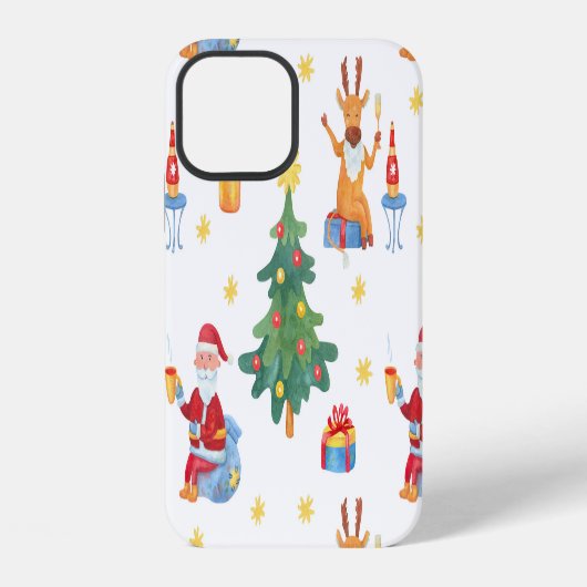 Kerstbomen, Kerstman: waterverf. iPhone Hoesje (Achterkant)