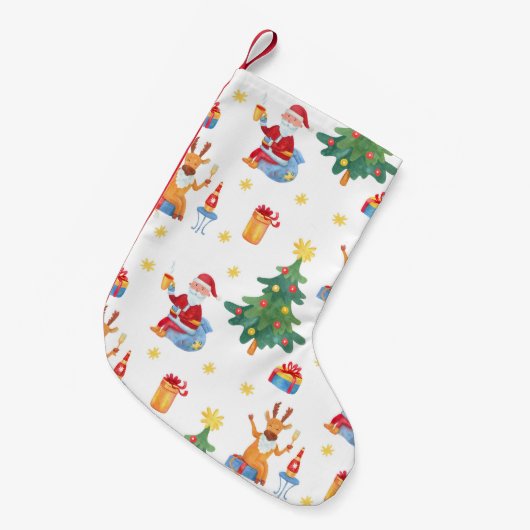 Kerstbomen, Kerstman: waterverf. Kleine Kerstsok (Voorkant (Hangend))