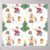 Kerstbomen, Kerstman: waterverf. Poster (Voorkant)