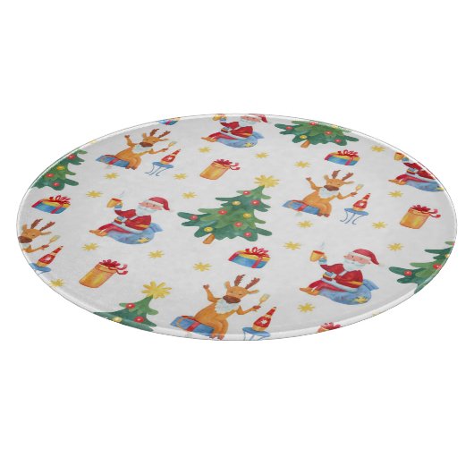 Kerstbomen, Kerstman: waterverf. Snijplank (Hoek)