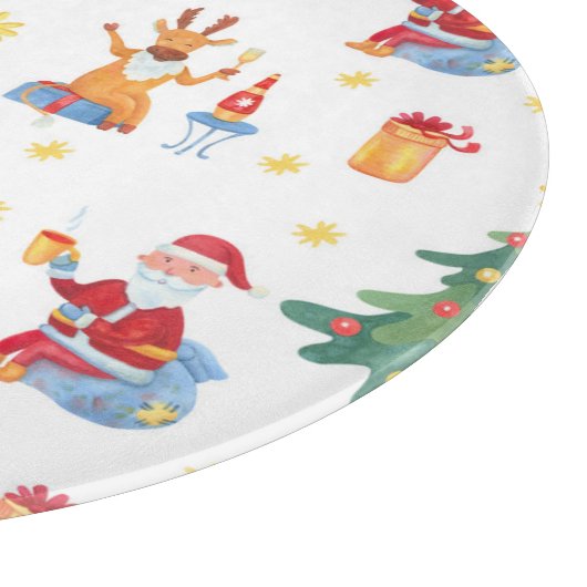 Kerstbomen, Kerstman: waterverf. Snijplank (Hoek)