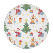 Kerstbomen, Kerstman: waterverf. Snijplank (Voorkant)