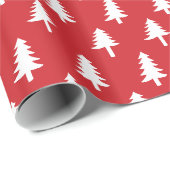 Kerstbomen | Kerstmis Inpakpapier in het Rood (Rol Hoek)