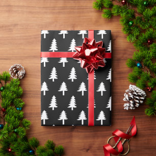 Kerstbomen Kerstmis Inpakpapier in Zwart