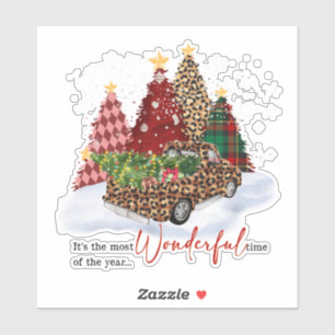 Kerstbomen Kerstseizoen Retro Sticker