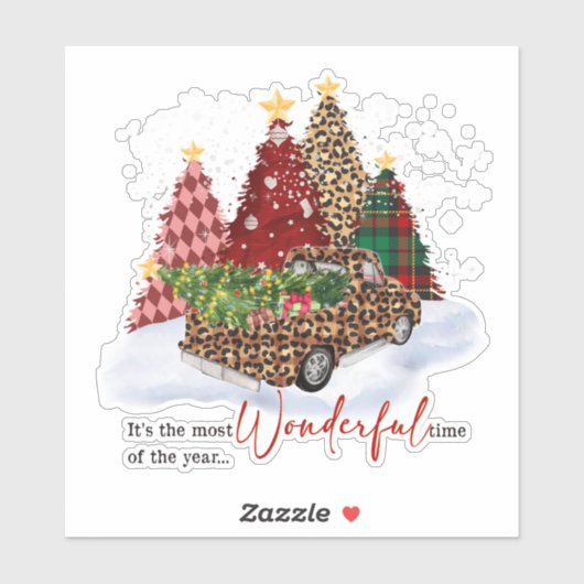 Kerstbomen Kerstseizoen Retro Sticker (Vel)