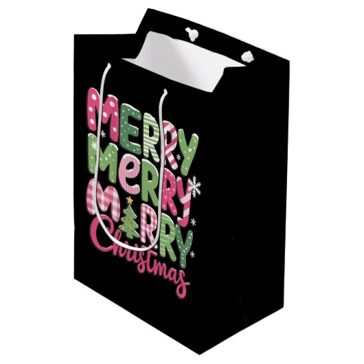 Kerstbomen Kerstvakantie Winter Medium Cadeauzakje (Voorkant Gekanteld)