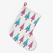 Kerstbomen Kous, Roze & Blauw Grote Kerstsok (Voorkant (Hangend))