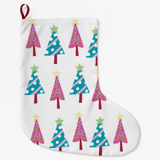 Kerstbomen Kous, Roze & Blauw Grote Kerstsok (Voorkant)