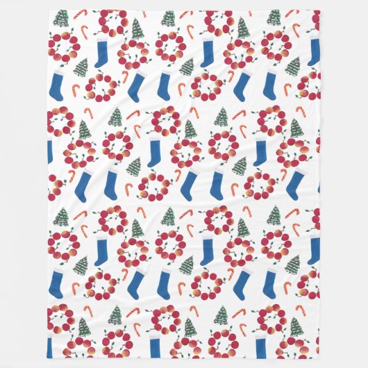 Kerstbomen Kousen Candy Canes Dekens (Voorkant)