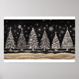 Kerstbomen krijtbord stijl poster