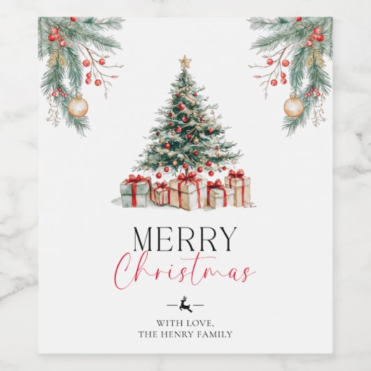 kerstbomen Labels voor kerstcadeautjes Wijn Etiket (Enkel label)