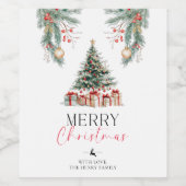 kerstbomen Labels voor kerstcadeautjes Wijn Etiket (Enkel label)