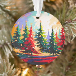 Kerstbomen Landschap Schilderij Acryl  Ornament