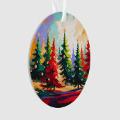 Kerstbomen Landschap Schilderij Acryl  Ornament (voorkant)