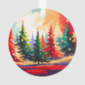 Kerstbomen Landschap Schilderij Acryl  Ornament (achterkant)