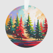 Kerstbomen Landschap Schilderij Acryl  Ornament (voorkant)