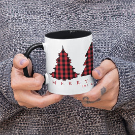 Kerstbomen Leuke Vakantie Buffel Check Patroon Mok