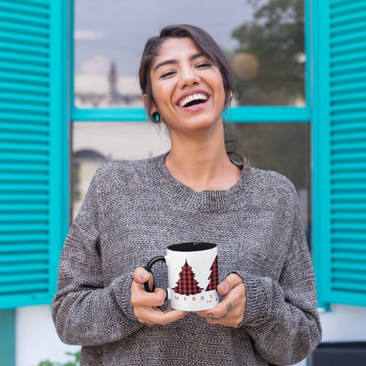 Kerstbomen Leuke Vakantie Buffel Check Patroon Mok