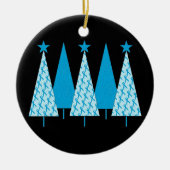 Kerstbomen - Licht blauw lint Keramisch Ornament (Voorkant)